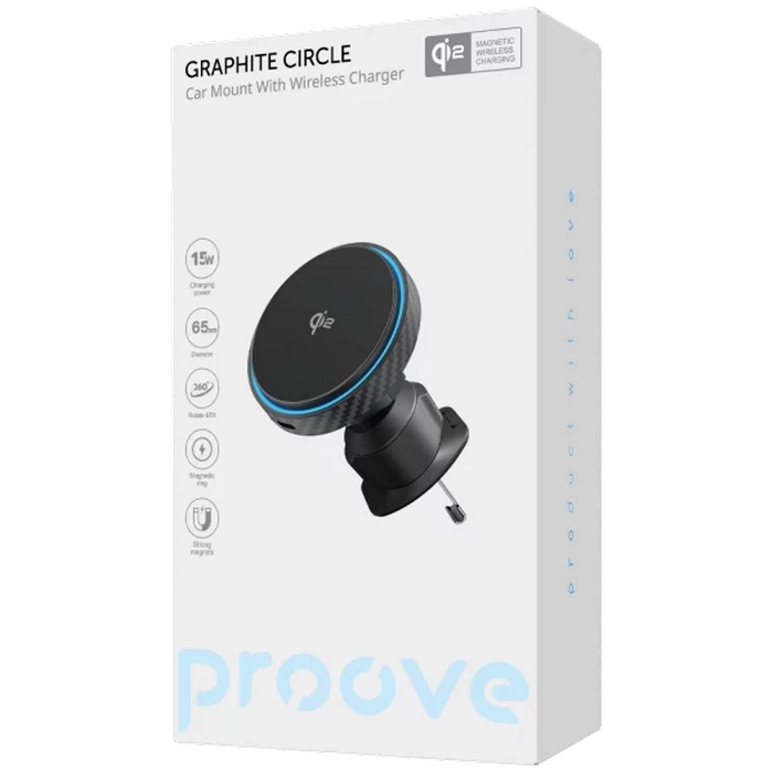 Suport Auto Proove Graphite Circle Qi2 Negru