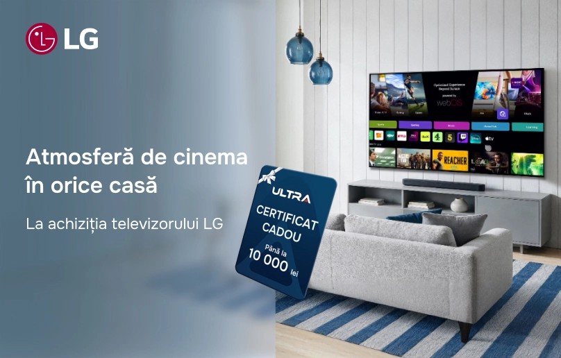 Alege televizorul LG și primește voucher cadou