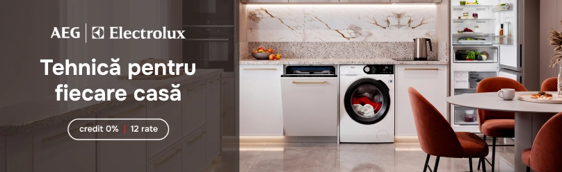Electrocasnice AEG și Electrolux în rate 12 luni cu 0% dobândă