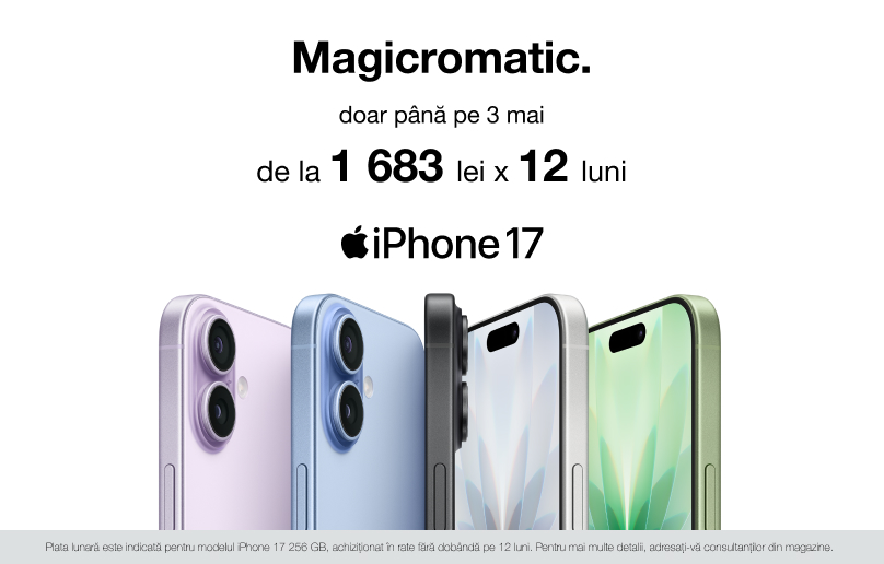 iPhone 17 în rate 12 luni cu 0% dobândă