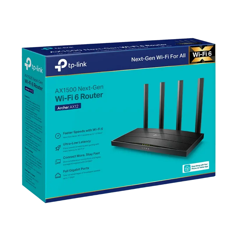 Беспроводной маршрутизатор TP-LINK Archer AX12 Черный