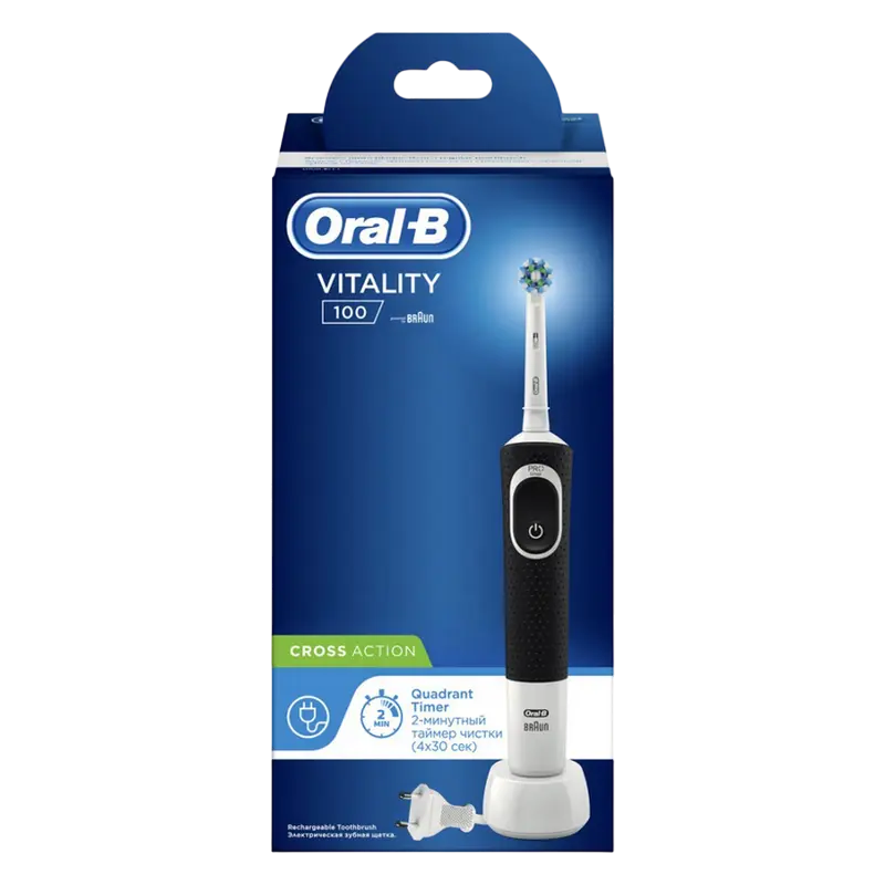 Электрическая зубная щетка Для взрослых Braun Vitality 100 Cross Action Чёрный