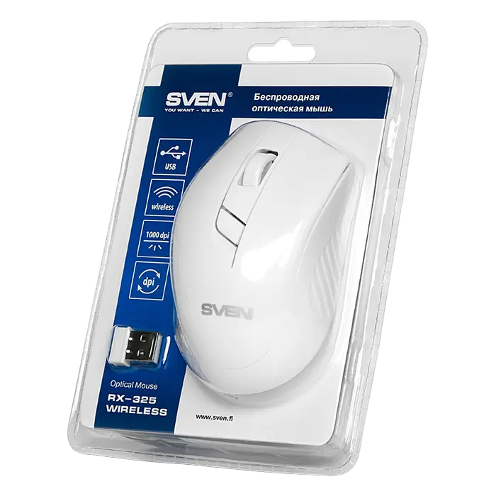 Беcпроводная мышь SVEN RX-325 Беспроводное Белый