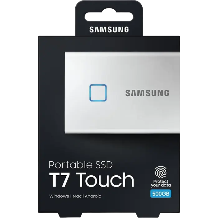 Внешний портативный SSD накопитель Samsung T7 Touch 500 ГБ Серебристый