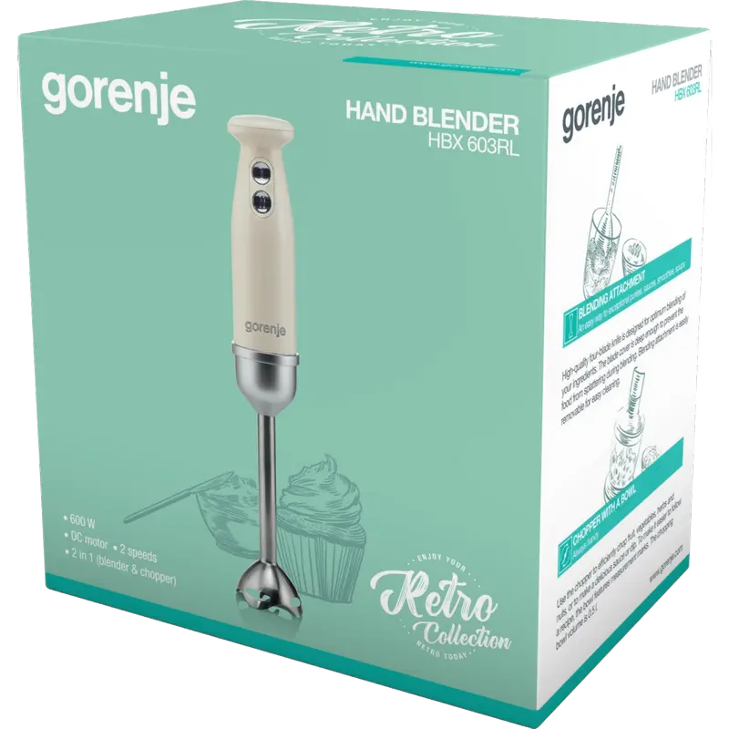 Погружной блендер Gorenje Retro Collection HBX603RL Бежевый