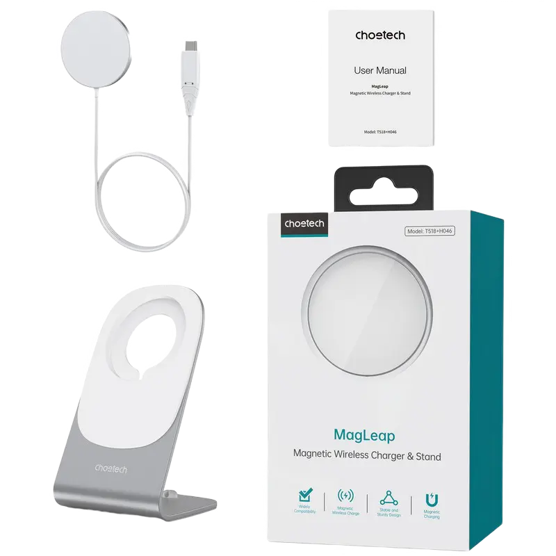 Беспроводная зарядка Choetech H046 + T518-F Белый