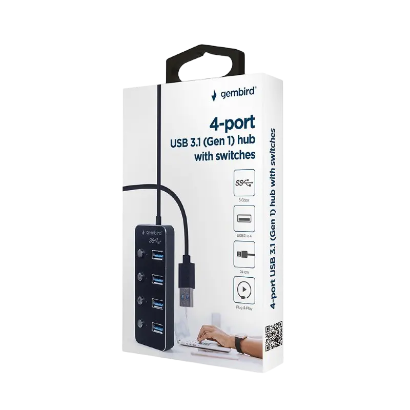 USB-концентратор Gembird UHB-U3P4P-01 Черный