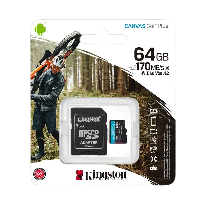 Карта памяти Kingston Canvas Go Plus 64ГБ