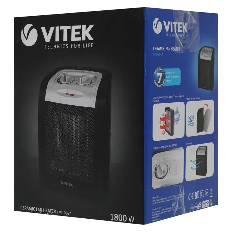 Тепловентилятор VITEK VT-2067 1800 Вт Черный