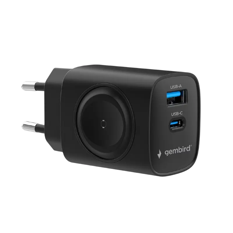 Încărcător Gembird 2-port + Wireless Charging Apple Watch Negru