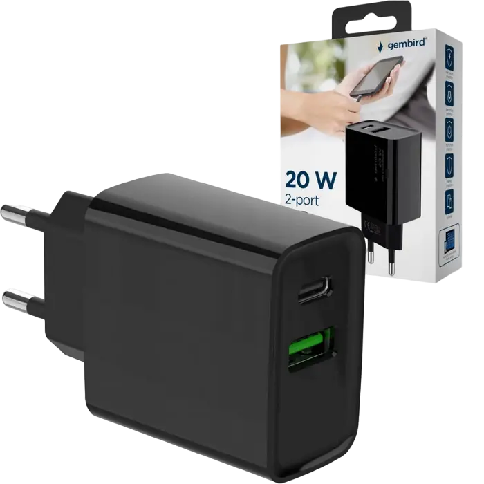 Încărcător Gembird TA-UC-PDQC20-01-BK Negru