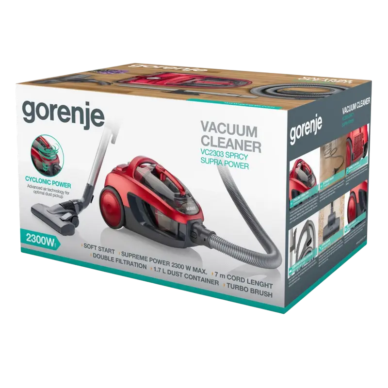 Вертикальный Пылесос Gorenje VC2303SPRCY, Красный