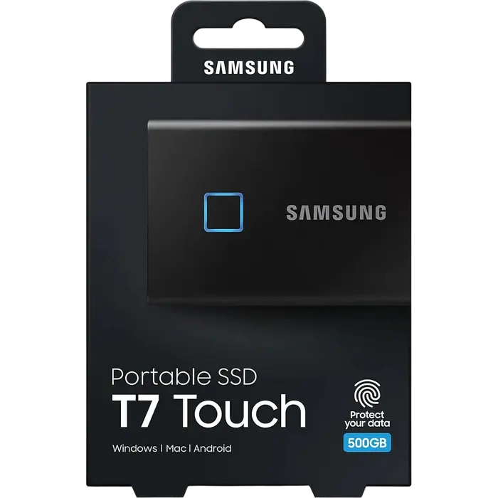 Внешний портативный SSD накопитель Samsung T7 Touch 500 ГБ Чёрный