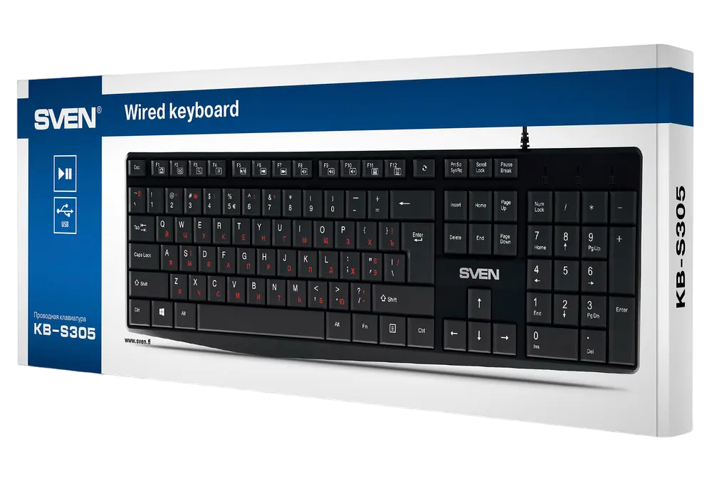 Клавиатура SVEN KB-S305 Мембрана Черный
