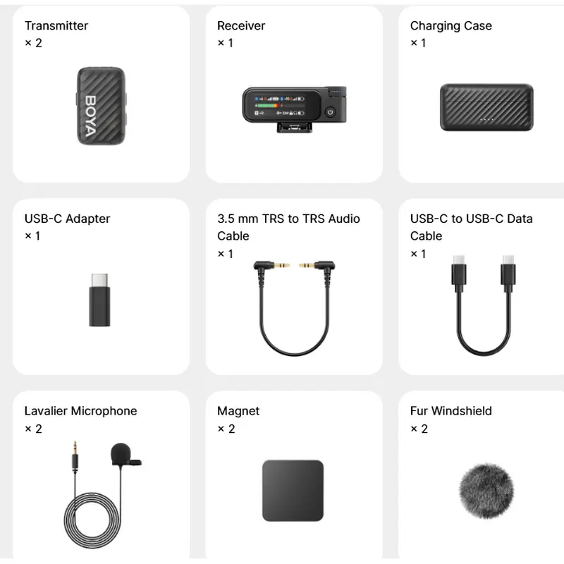 Портативный записывающий микрофон Boya Boyamic 2-01 Беспроводной Черный