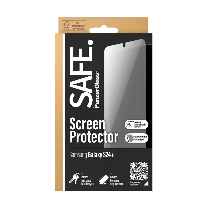 Защитное стекло PanzerGlass Samsung Galaxy S24+ Tempered Glass UWF SAFE. Прозрачный