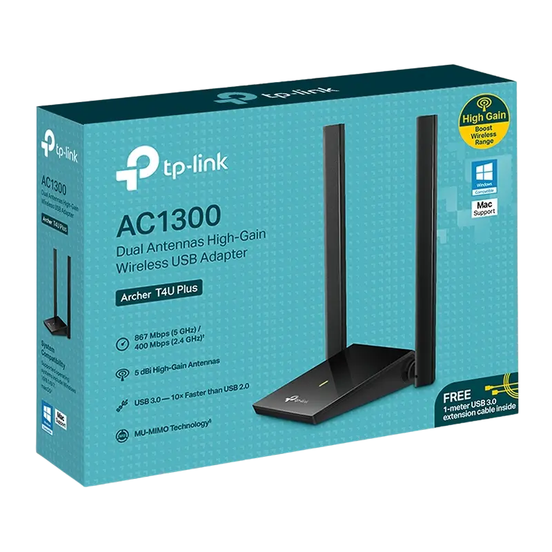 USB Aдаптер TP-LINK Archer T4U Plus Черный