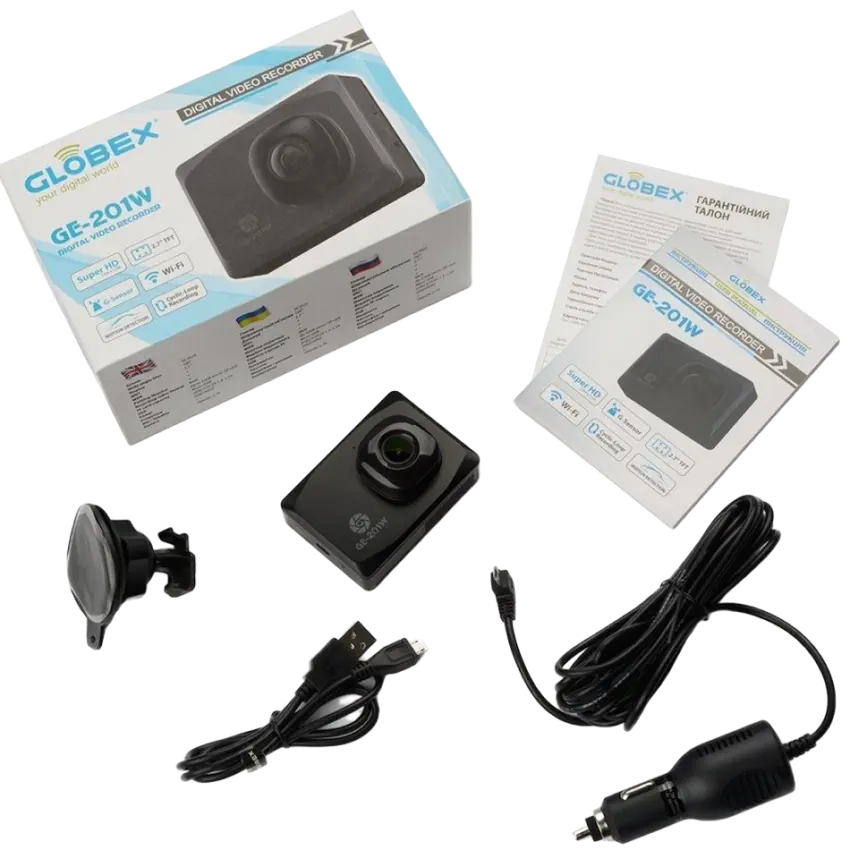 Автомобильный видеорегистратор Globex GE-201w Черный