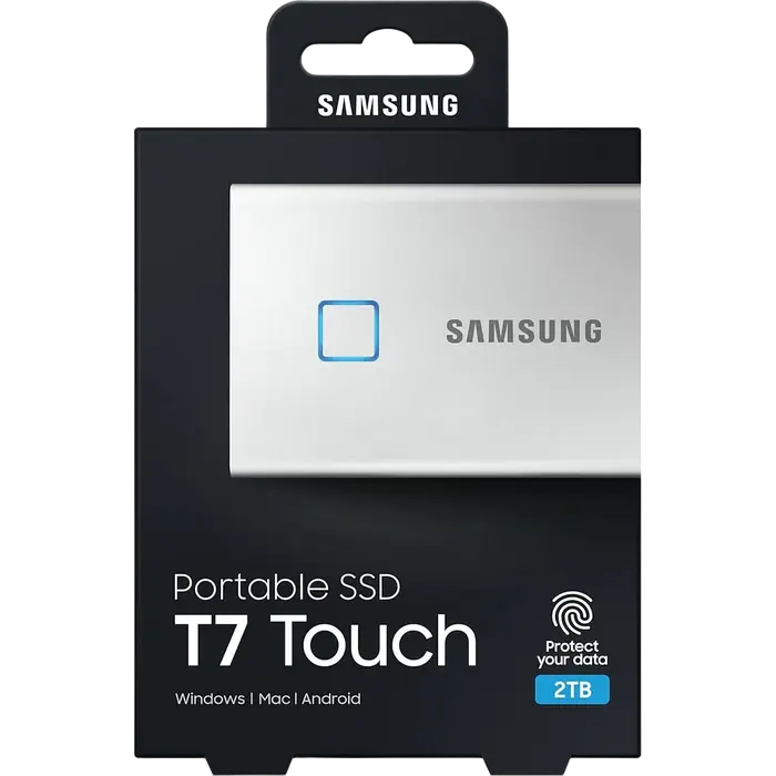 Внешний портативный SSD накопитель Samsung T7 Touch 2 ТБ Серебристый