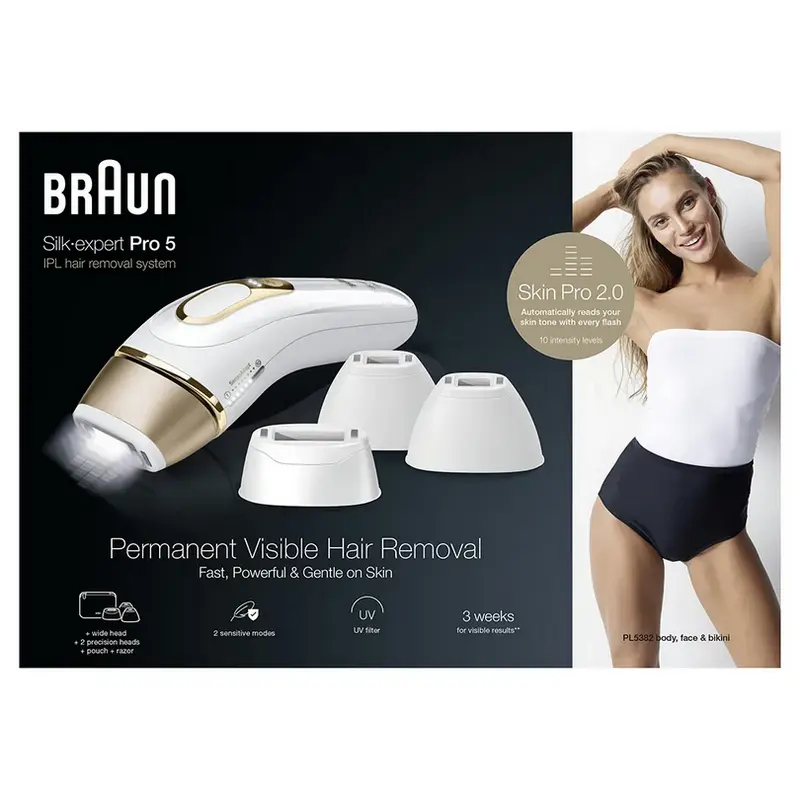 Фотоэпилятор Braun Silk-expert Pro 5 PL5382 Белый | Золотистый