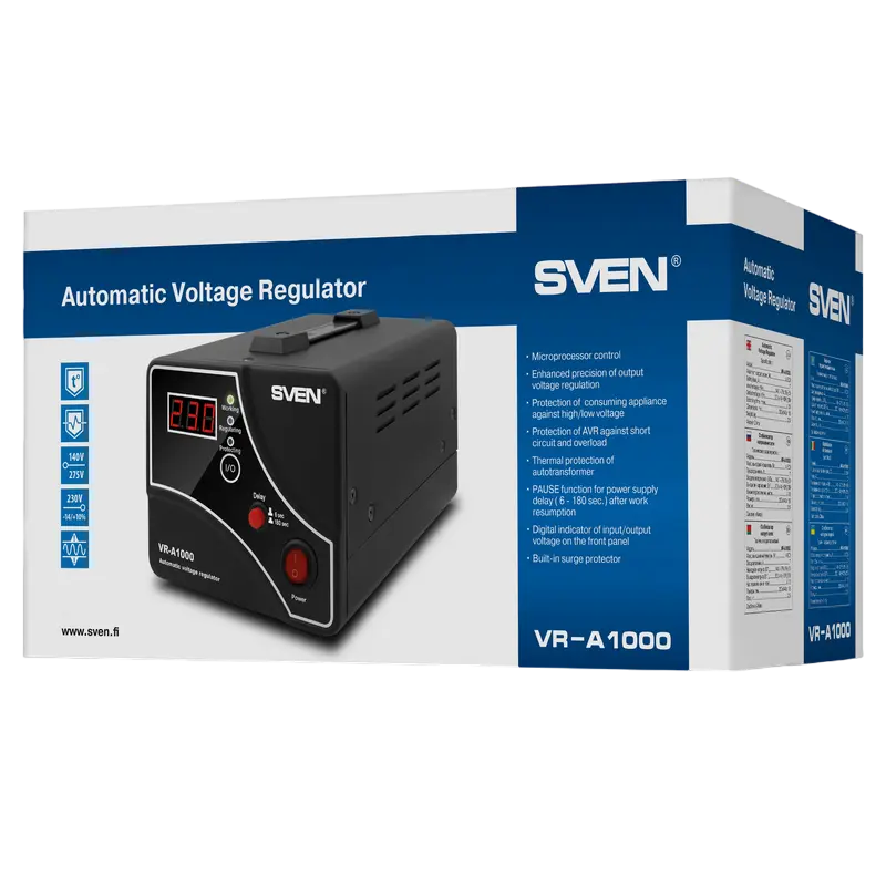 Стабилизатор напряжения SVEN VR-A1000 Черный