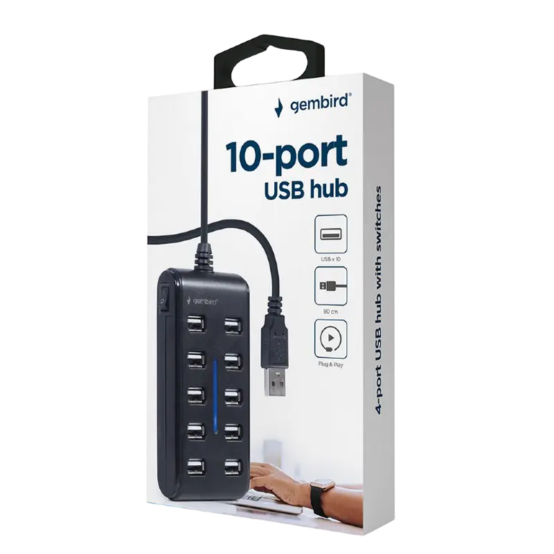 Adaptor Hub Gembird UHB-U2P10P-01 Negru