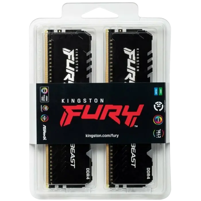 Оперативная память Kingston FURY Beast RGB FURY Beast 32 ГБ Чёрный