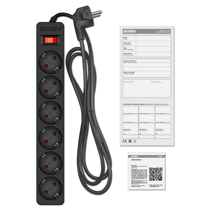 Сетевой фильтр SVEN SF-06E Черный