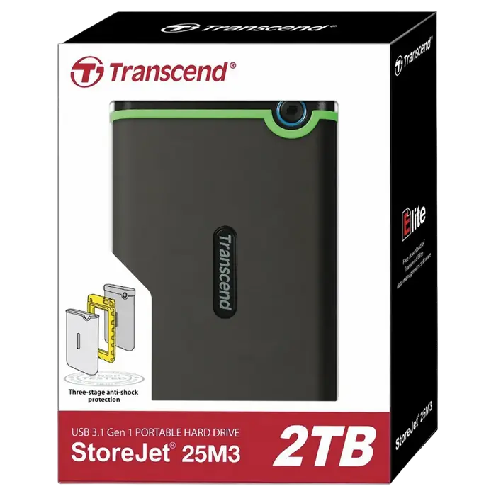 Внешний портативный жесткий диск Transcend StoreJet 25M3S 2 ТБ Iron Gray