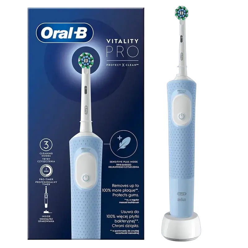 Periuță de dinți electrică Pentru adulți Braun Oral-B Vitality Pro Protect X Albastru deschis