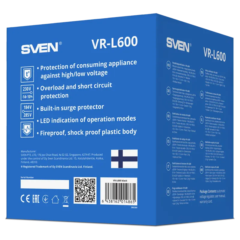 Stabilizator de Tensiune SVEN VR-L600 Negru