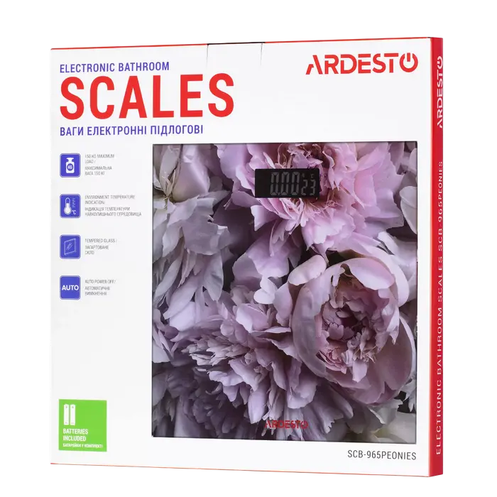 Электронные напольные весы Ardesto SCB-965PEONIES Розовый