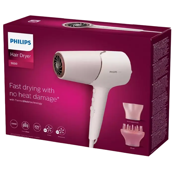 Uscător de păr Philips 5000 Series Piersica perla