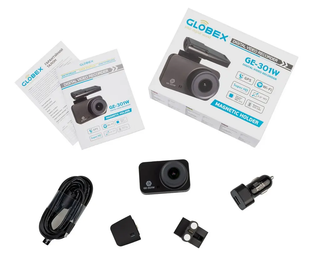 Автомобильный видеорегистратор Globex GE-301w Черный