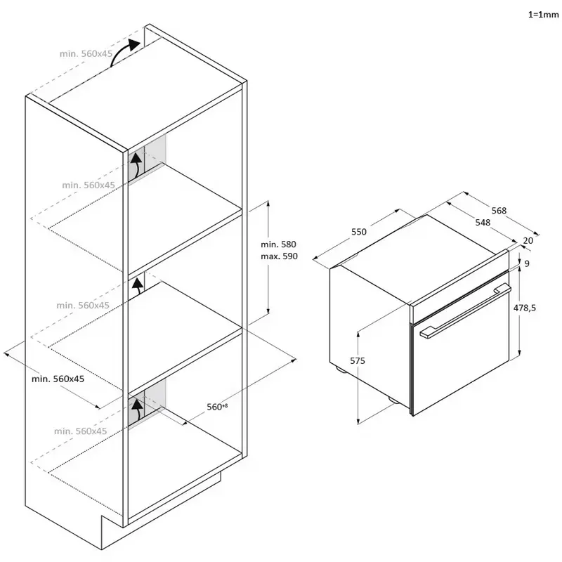 Электрический духовой шкаф Candy CA6 N3T1HTB Черный