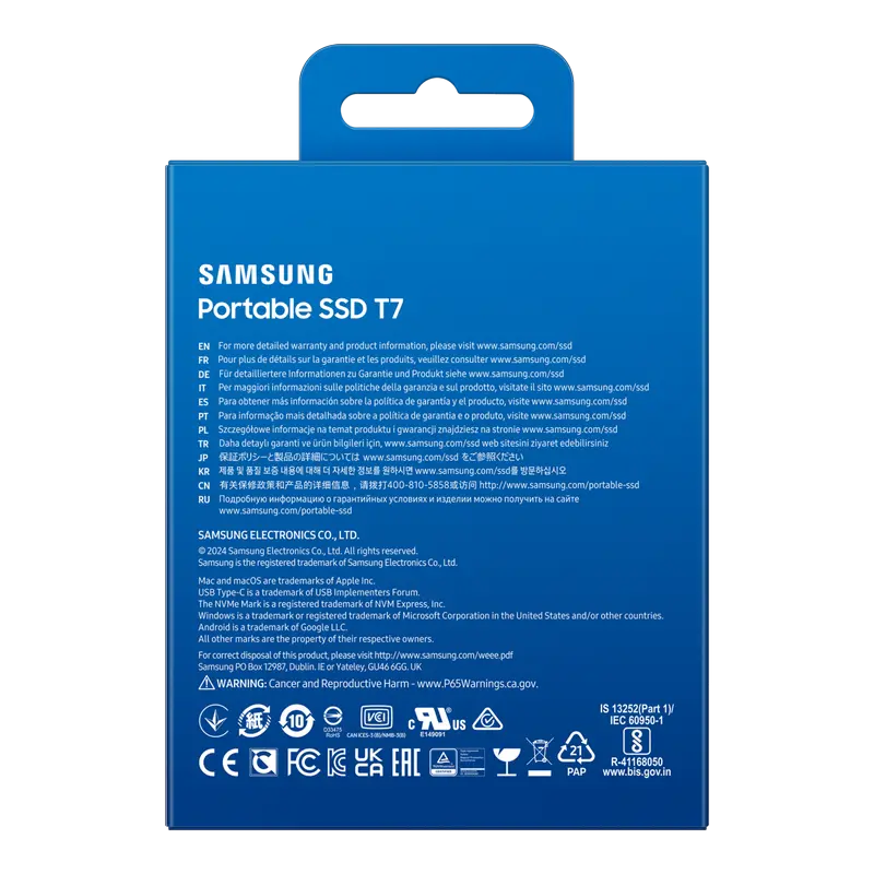 Внешний портативный SSD накопитель Samsung T7 4 ТБ Titan Gray