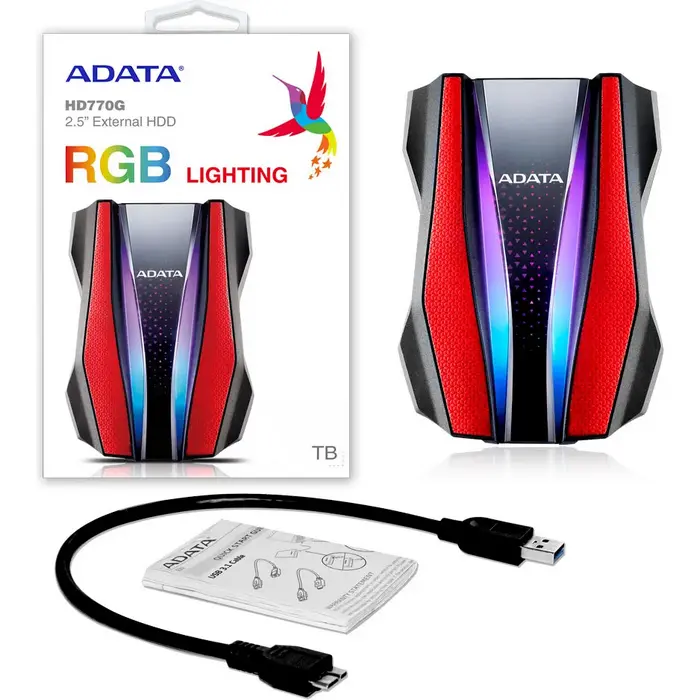 HDD portabil extern ADATA HD770G 2 TB Roșu