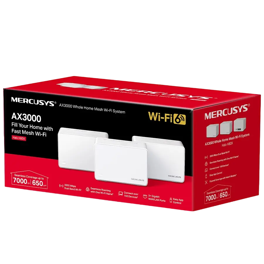 Домашняя Mesh Wi-Fi система MERCUSYS Halo H80X (3-pack) Белый