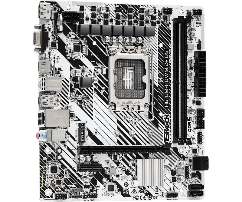 Материнская плата ASRock H610M-HDV/M.2+ D5 LGA1700 Micro-ATX