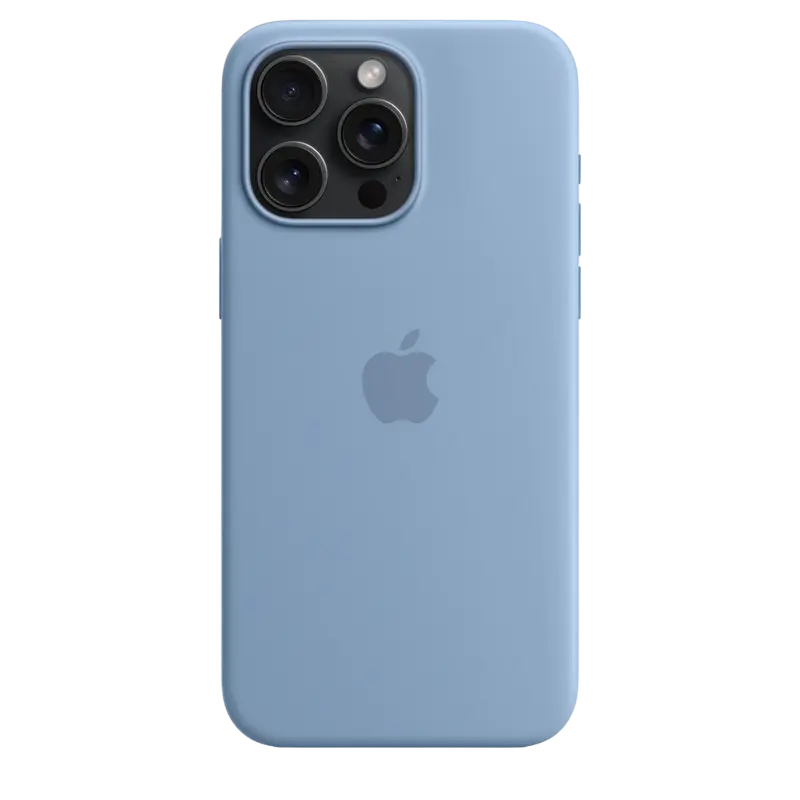 Чехол Apple iPhone 15 Pro Max Silicone Case MagSafe Силиконовый Чехол Зимний голубой