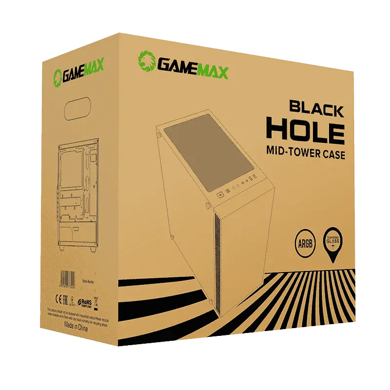 Carcasă PC Gamemax BLACK HOLE Midi-Tower Negru