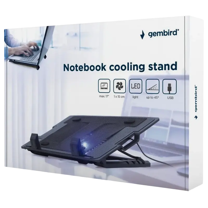 Охлаждающая подставка для ноутбука Gembird NBS-1F17T-01 17 Черный