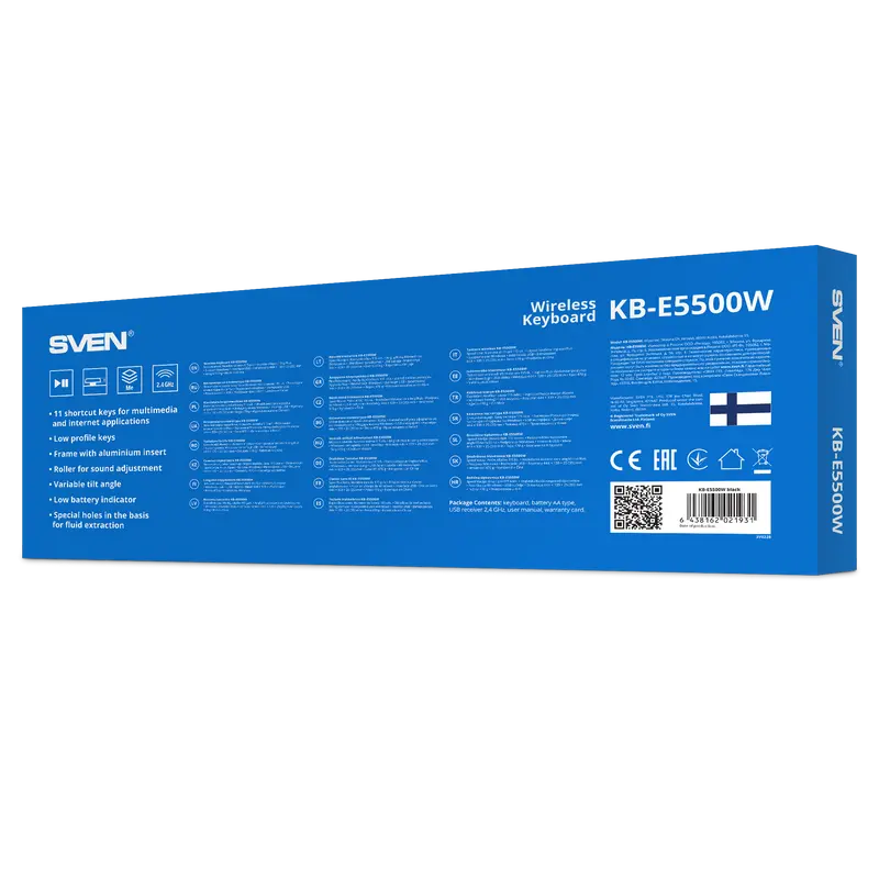 Клавиатура SVEN KB-E5500W Мембрана Черный