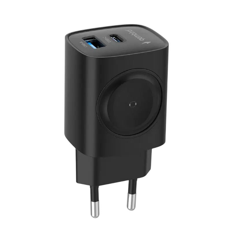 Încărcător Gembird 2-port + Wireless Charging Apple Watch Negru