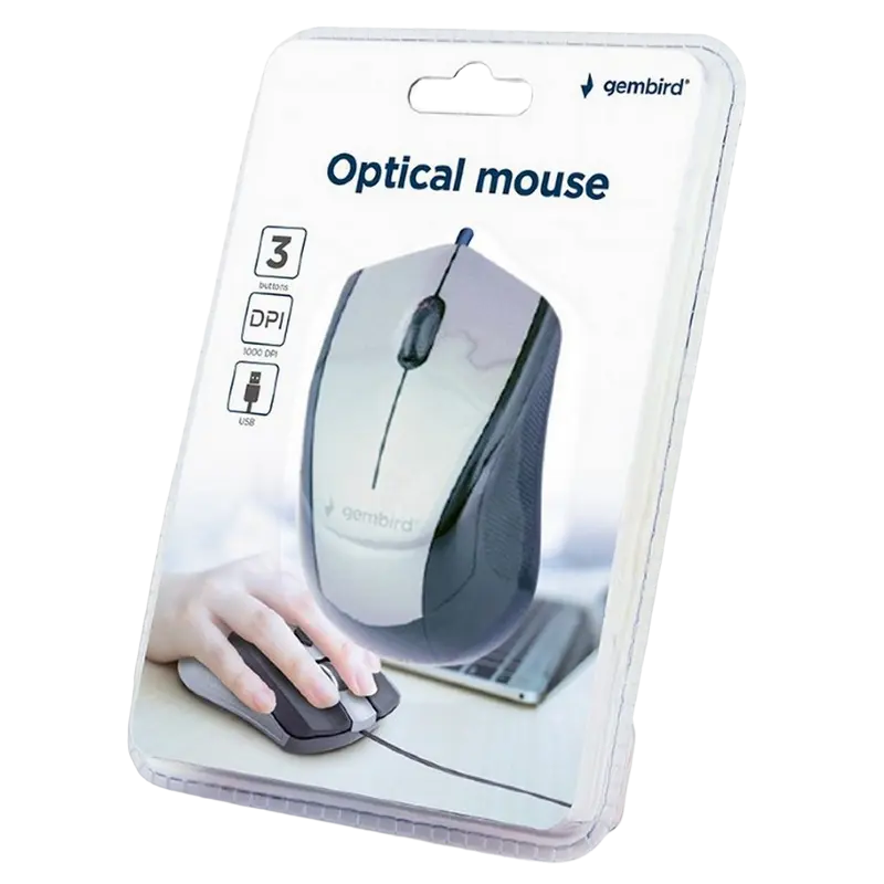 Мышь Gembird MUS-3B-02-BG Проводное Чёрный/Серый