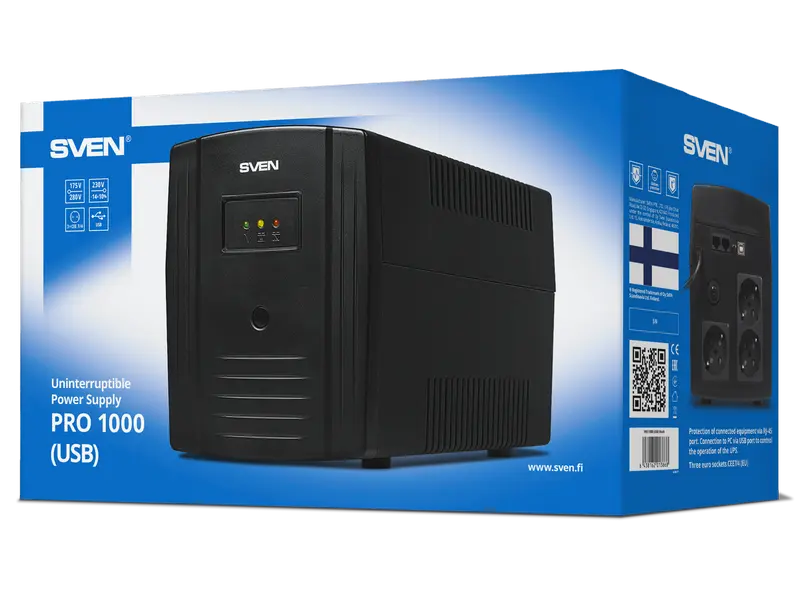 Sursă de alimentare neîntreruptibilă SVEN Pro 1000 Negru