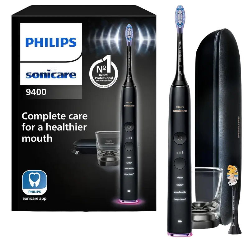 Электрическая звуковая зубная щетка Для взрослых Philips Sonicare DiamondClean Smart 9400 Чёрный