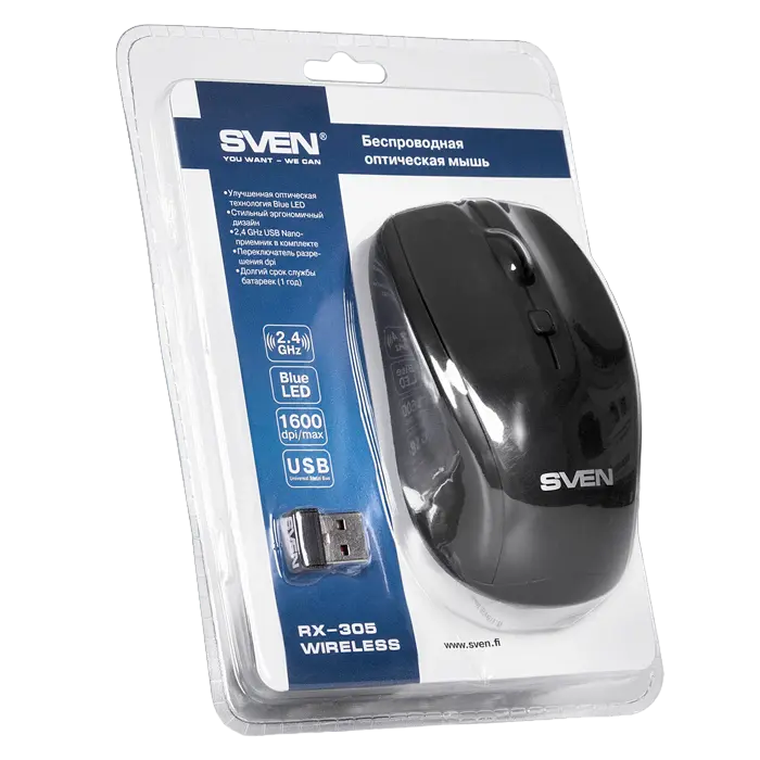 Беcпроводная мышь SVEN RX-305 Беспроводное Чёрный