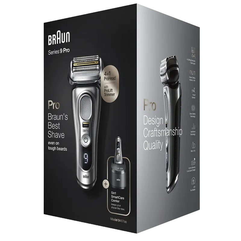 Aparat de ras electric Braun Series 9 9467cc Argintiu | Negru