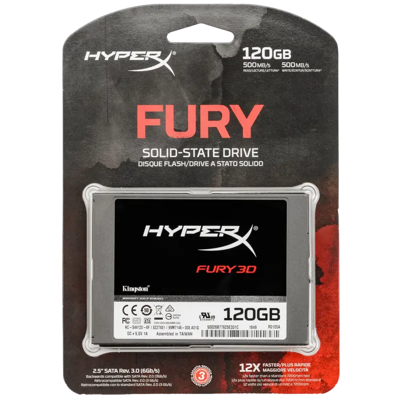 Накопитель SSD Kingston Fury 3D HyperX FURY 3D 120GB